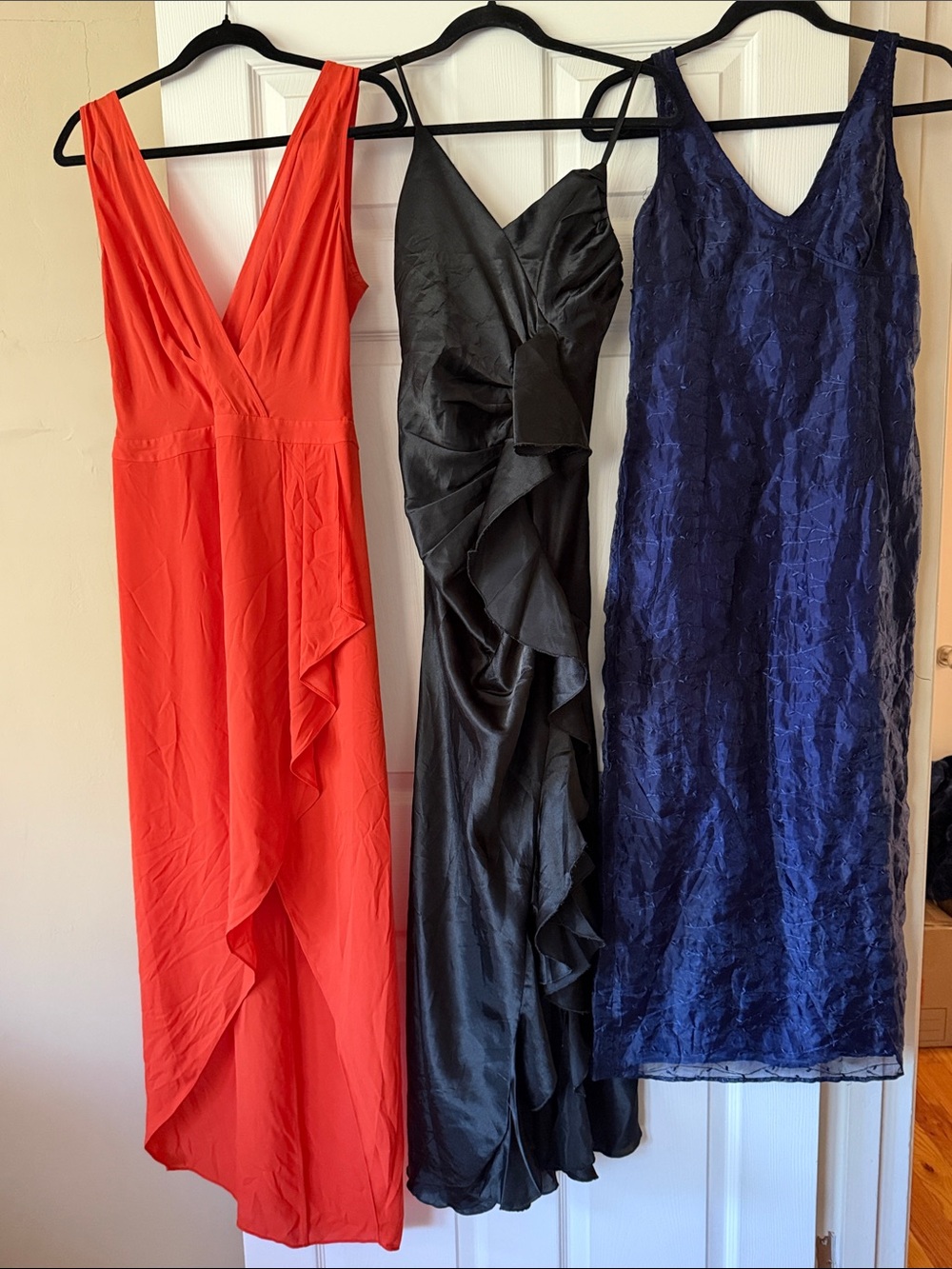 Red V-Neck Ruffle Maxi Dress, 3 for $35 , good condition.